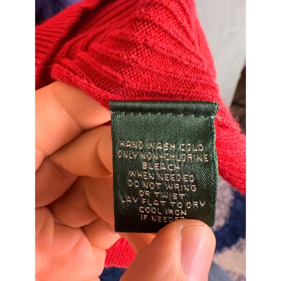 VTG Y2K Lauren Ralph Lauren Womens Sweater M Rib Chunky Knit 1/2 Zip Colorblock - Picture 4 of 8